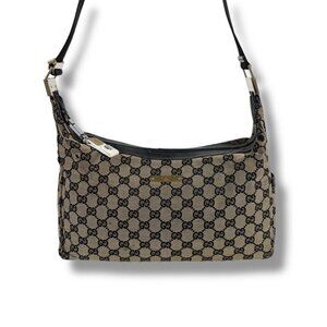 Gucci GG Canvas Shoulder Bag Black Cross